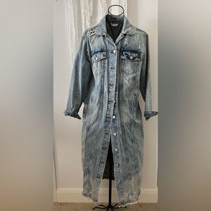 Distressed Midi Denim Jacket
